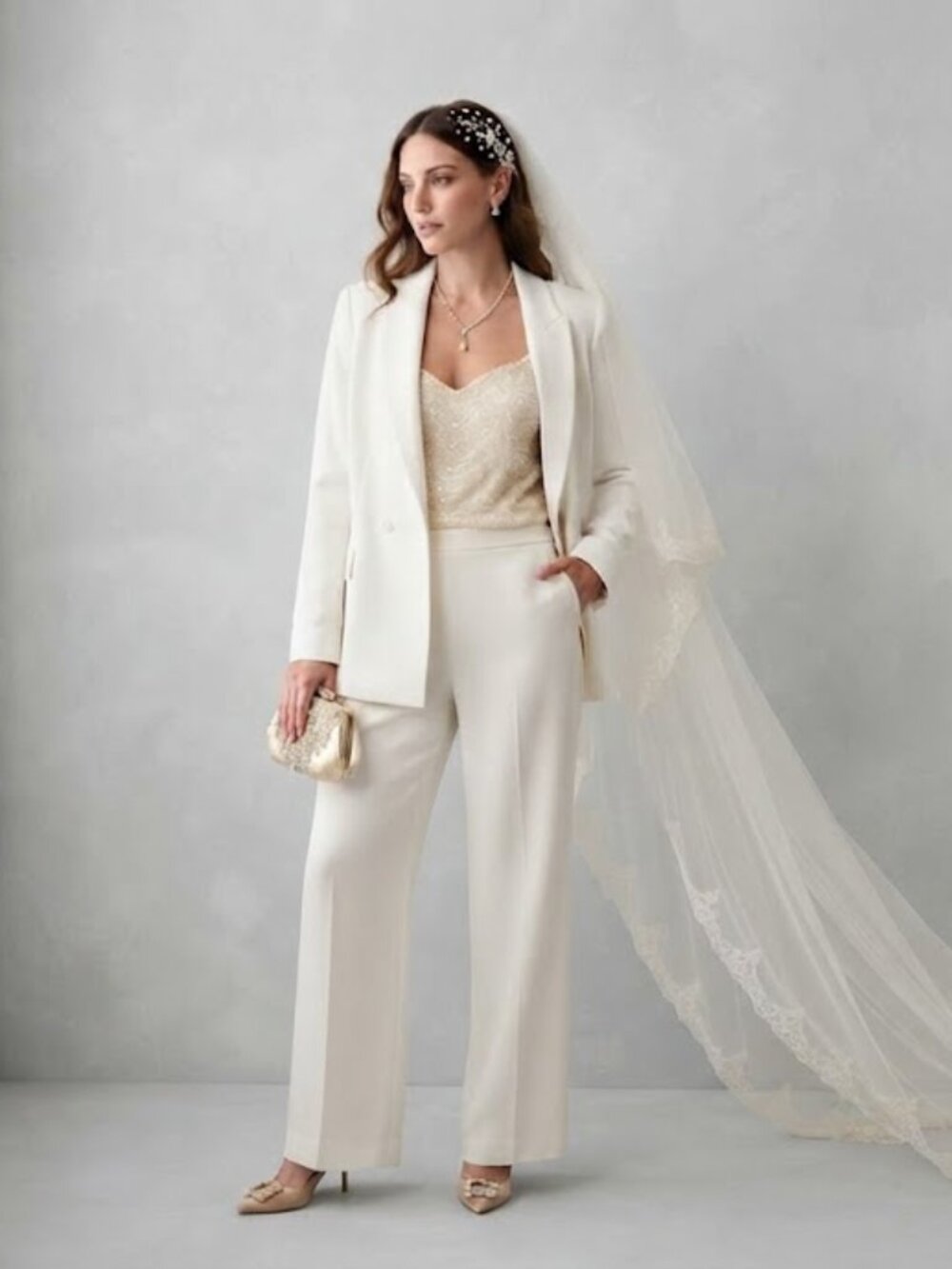 Banana Republic White Breathable Textured Double-Breasted Blazer 14
